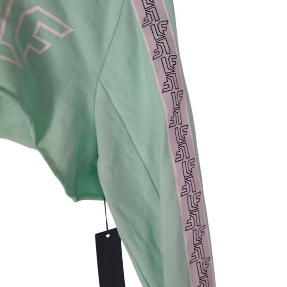 LF The Brand Mint Green Ultra Cropped Hoodie Logo Tape Sleeves Size M - Picture 9 of 10